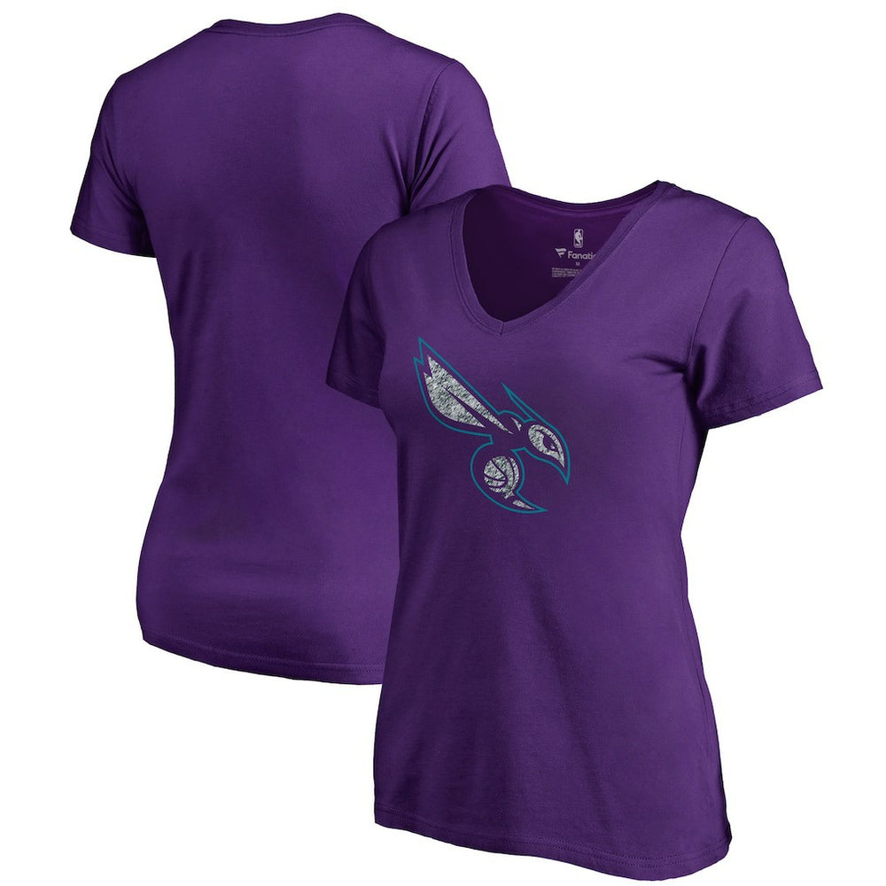 Charlotte Hornets Women's Static Logo V-Neck T-Shirt Purple