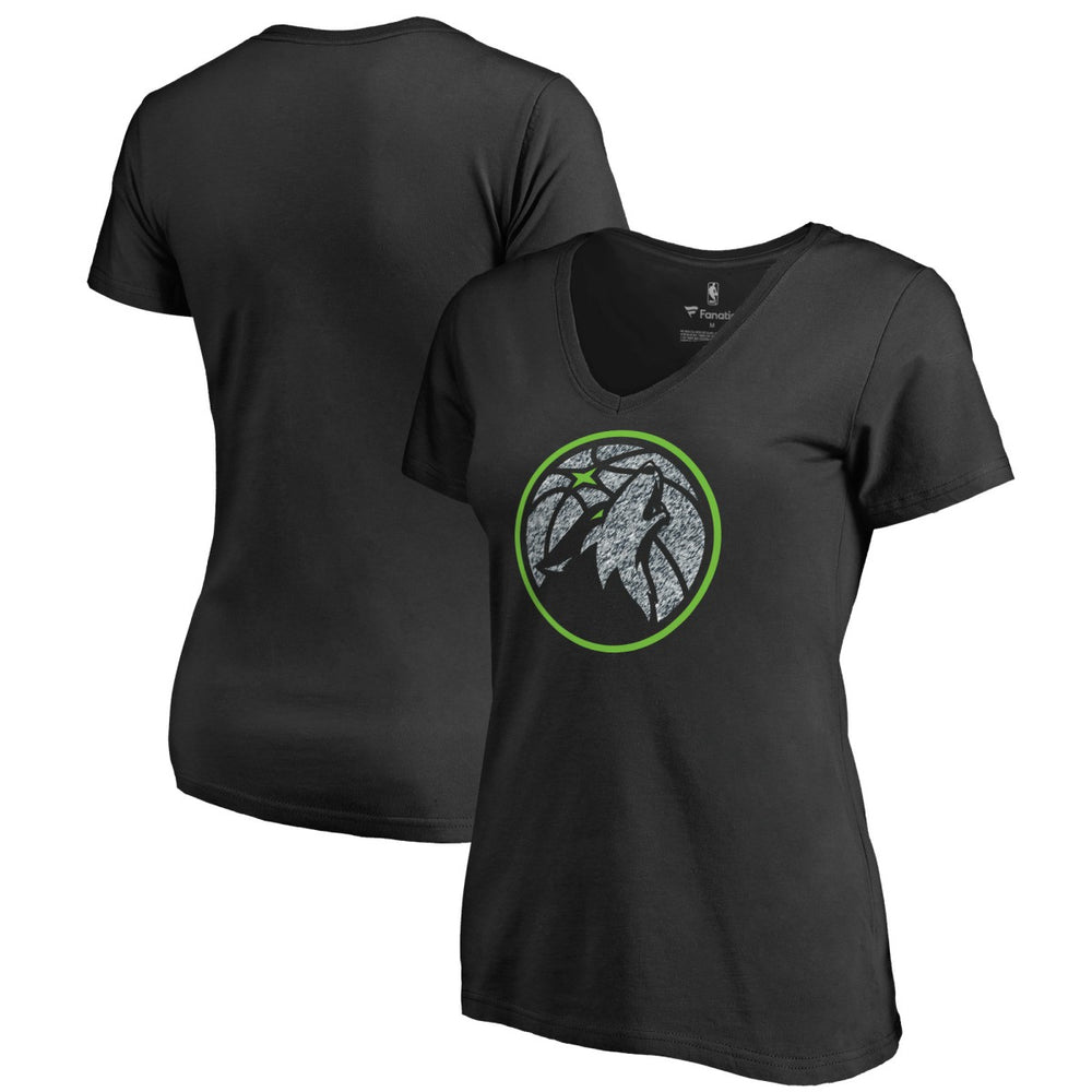 Minnesota Timberwolves Women's Static Logo V-Neck T-Shirt Black