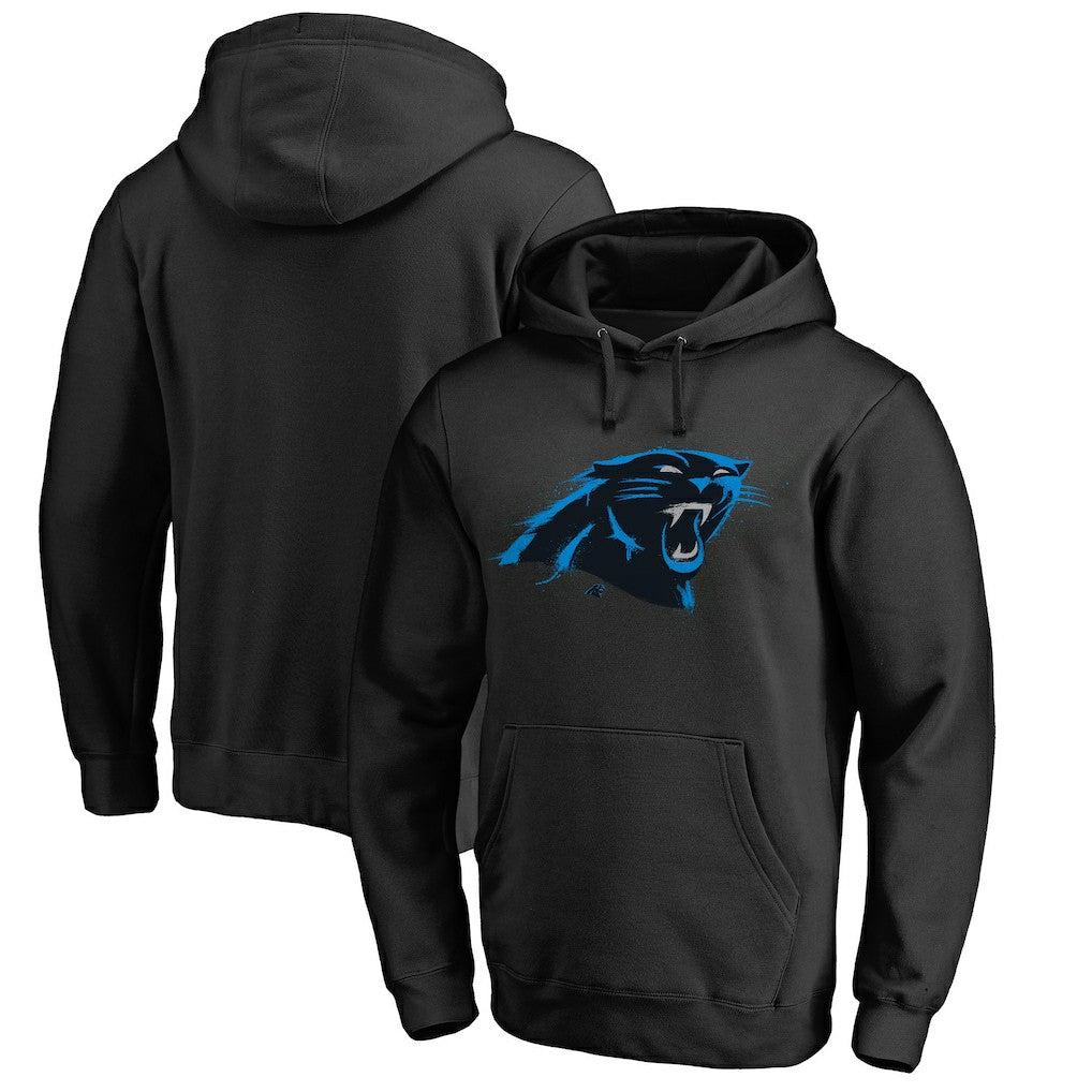 Carolina Panthers Splatter Logo Pullover Hoodie - Black Hoodies