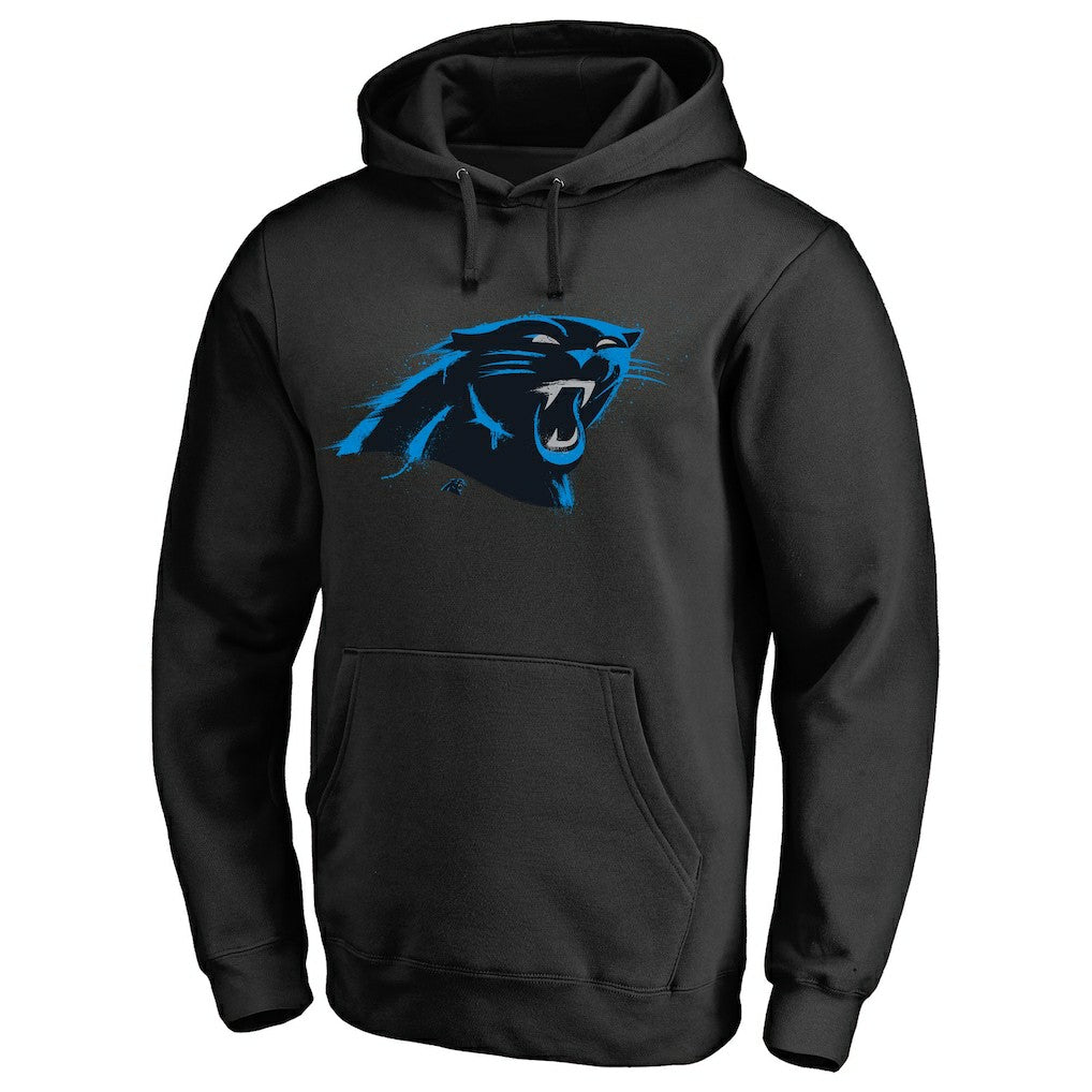 Carolina Panthers Splatter Logo Pullover Hoodie - Black Hoodies