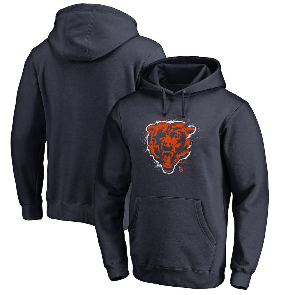 Chicago Bears Splatter Logo Pullover Hoodie - Navy Hoodies