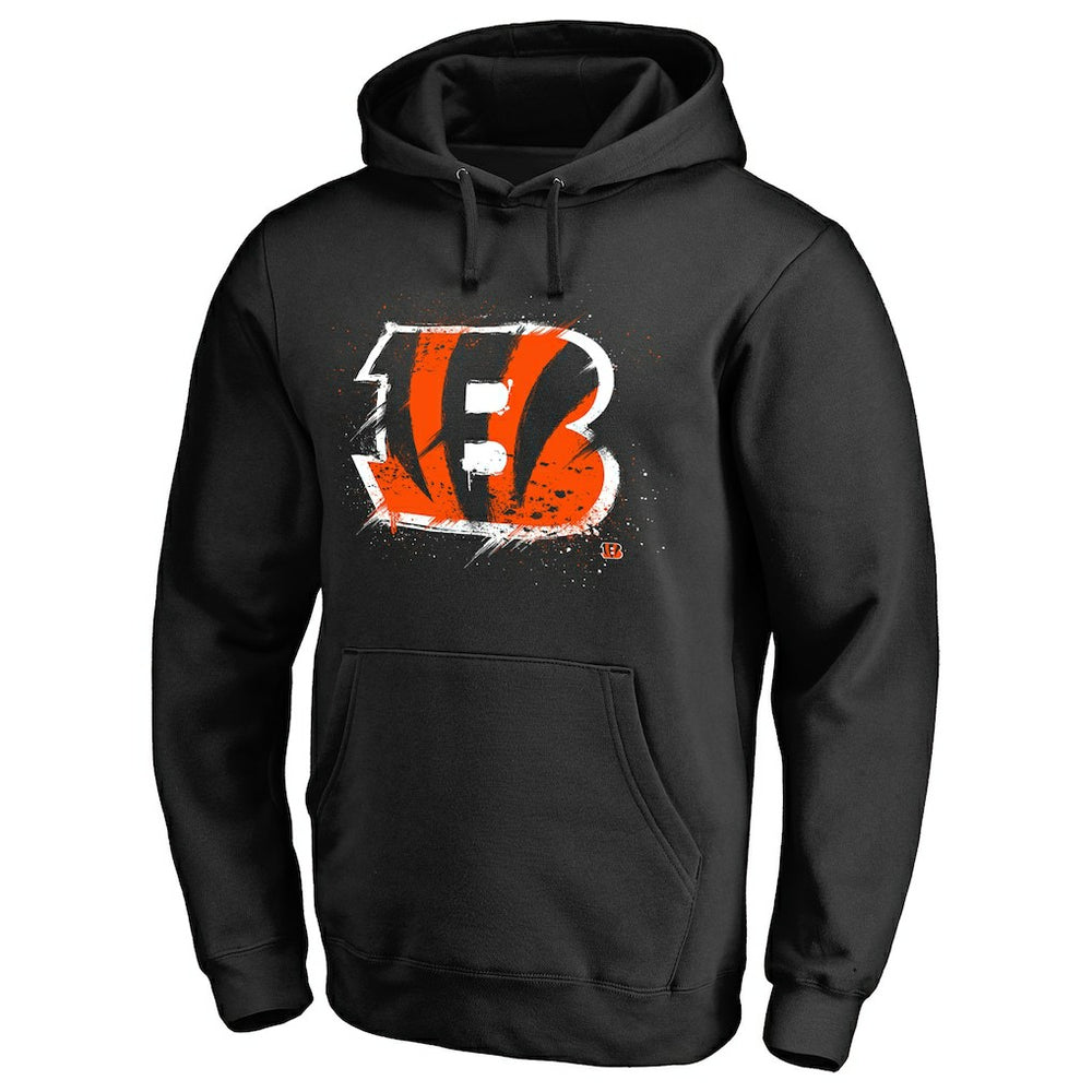 Cincinnati Bengals Splatter Logo Pullover Hoodie - Black Hoodies