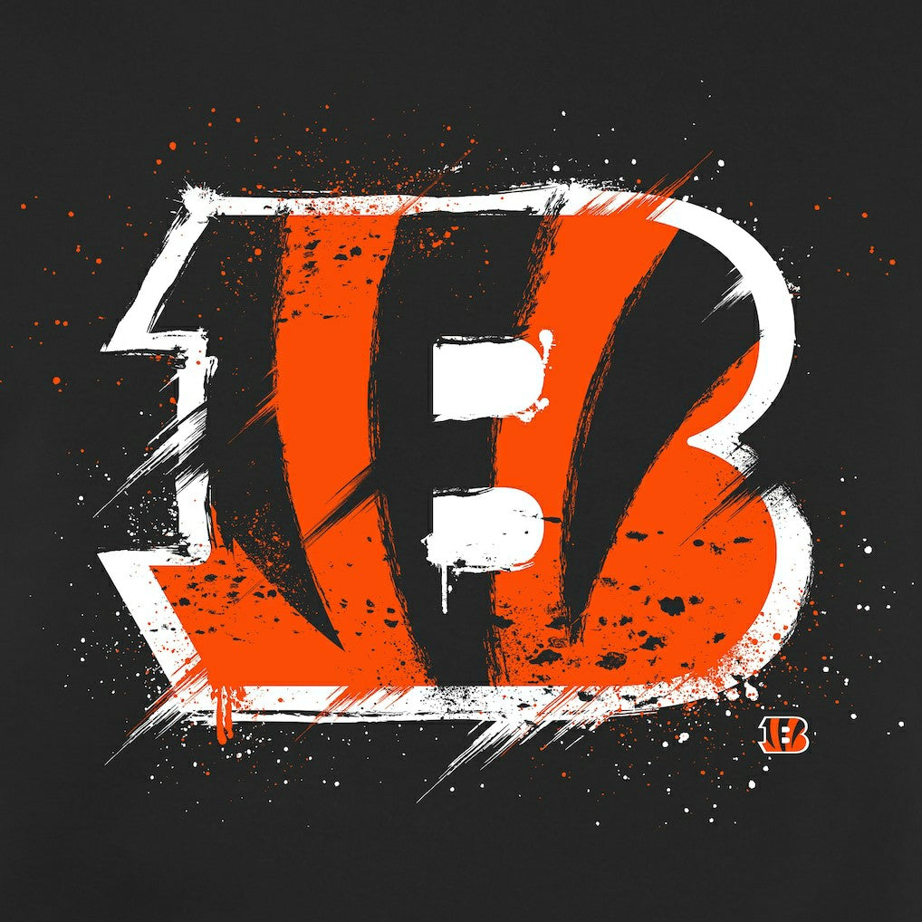 Cincinnati Bengals Splatter Logo Pullover Hoodie - Black Hoodies