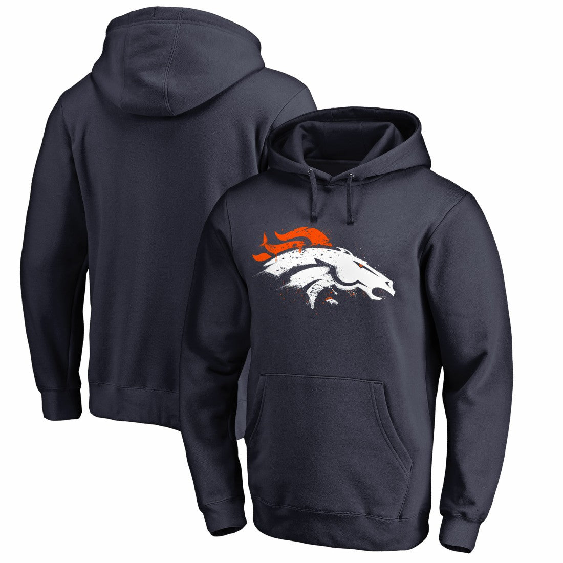 Denver Broncos Splatter Logo Pullover Hoodie - Navy Hoodies