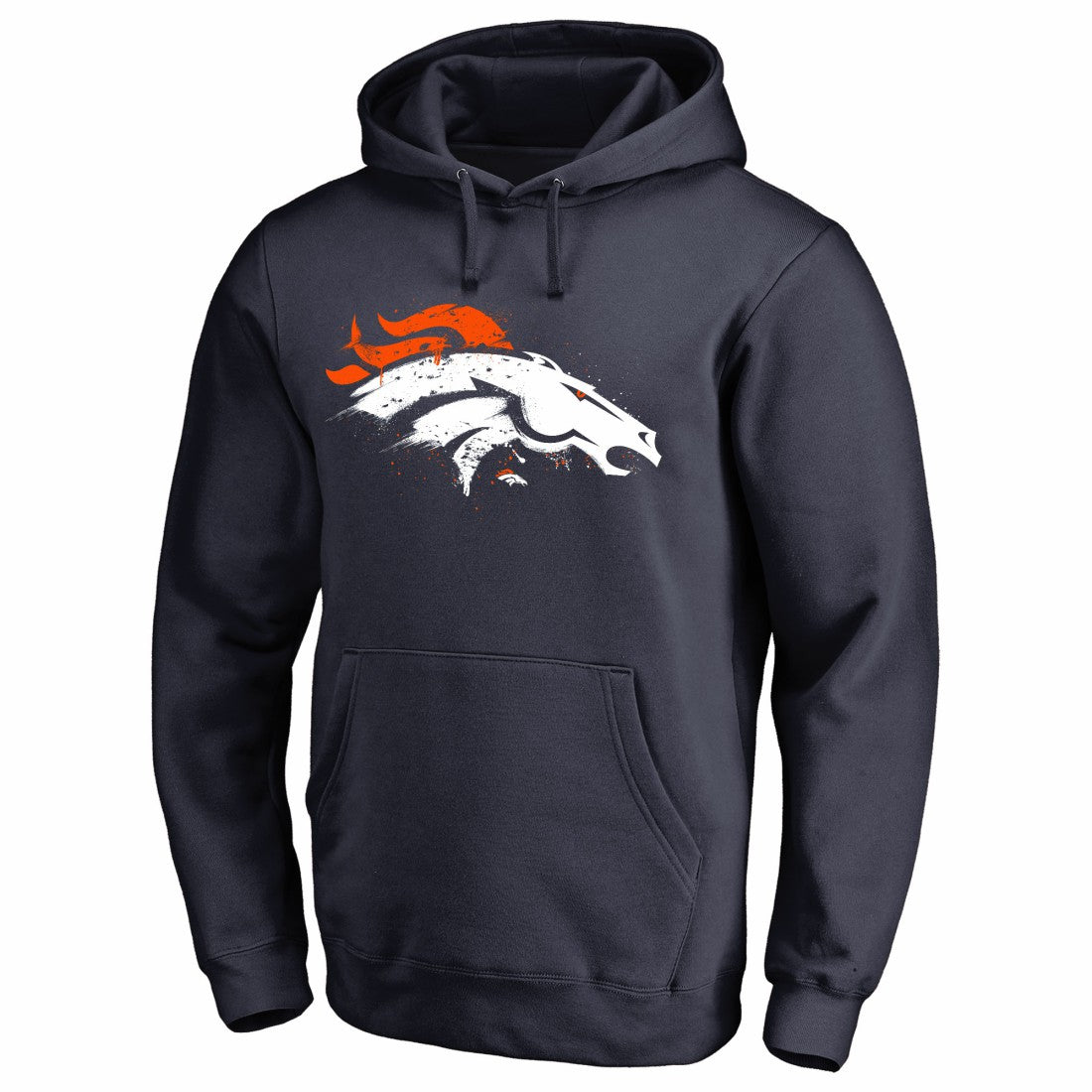 Denver Broncos Splatter Logo Pullover Hoodie - Navy Hoodies