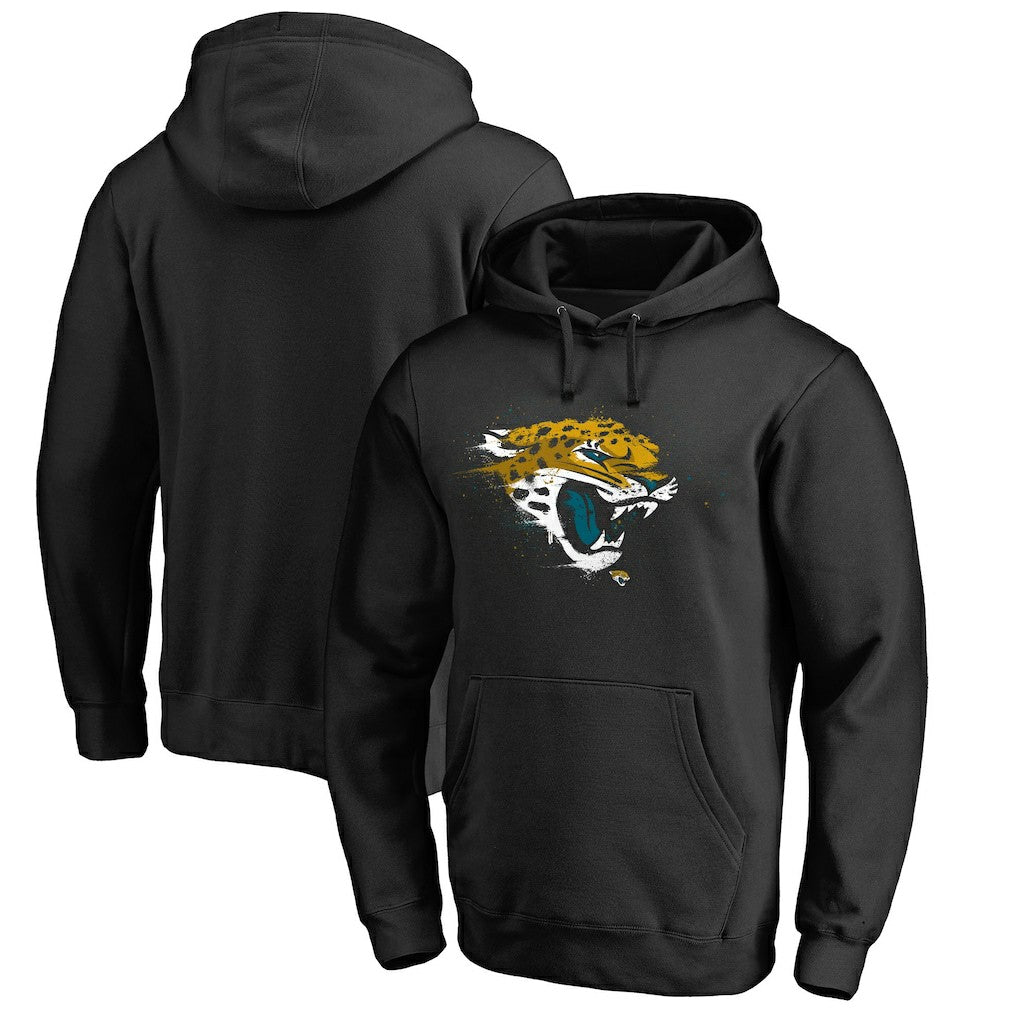 Jacksonville Jaguars Splatter Logo Pullover Hoodie - Black Hoodies