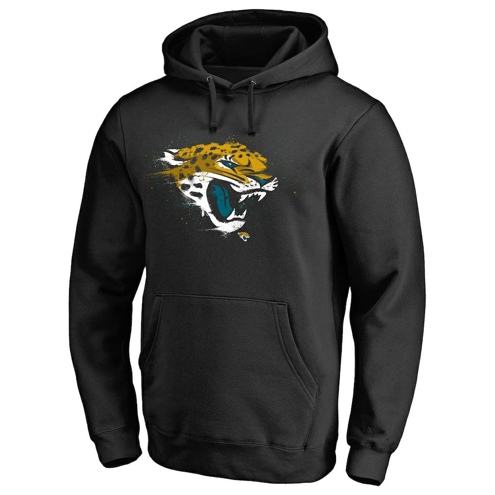 Jacksonville Jaguars Splatter Logo Pullover Hoodie - Black Hoodies