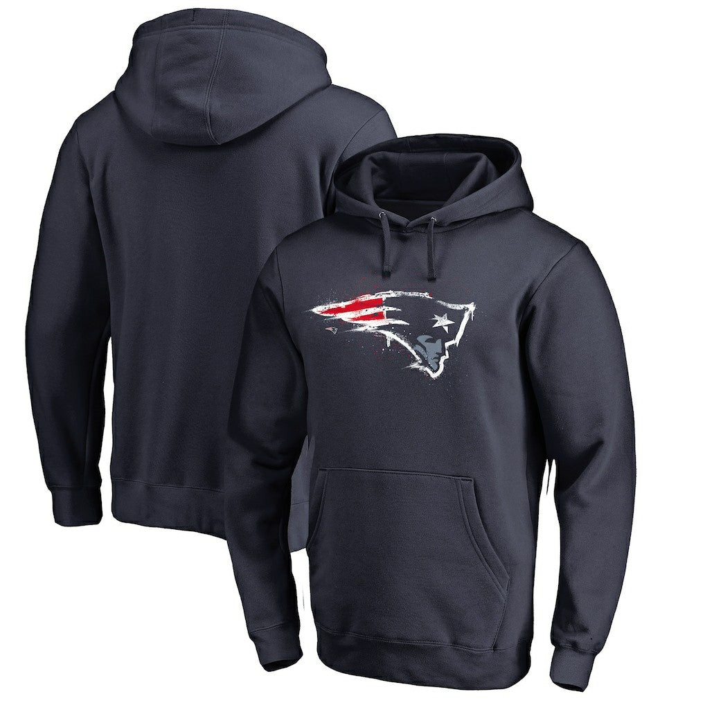 New England Patriots Splatter Logo Pullover Hoodie - Navy Hoodies
