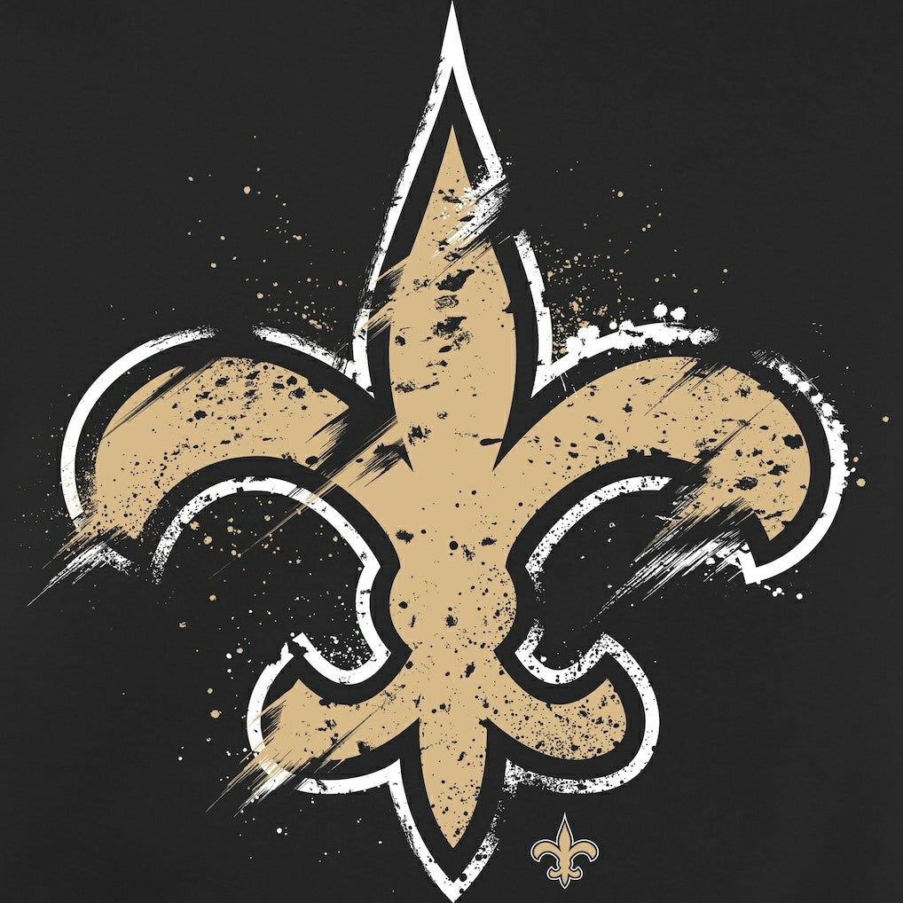New Orleans Saints Splatter Logo Pullover Hoodie - Black Hoodies