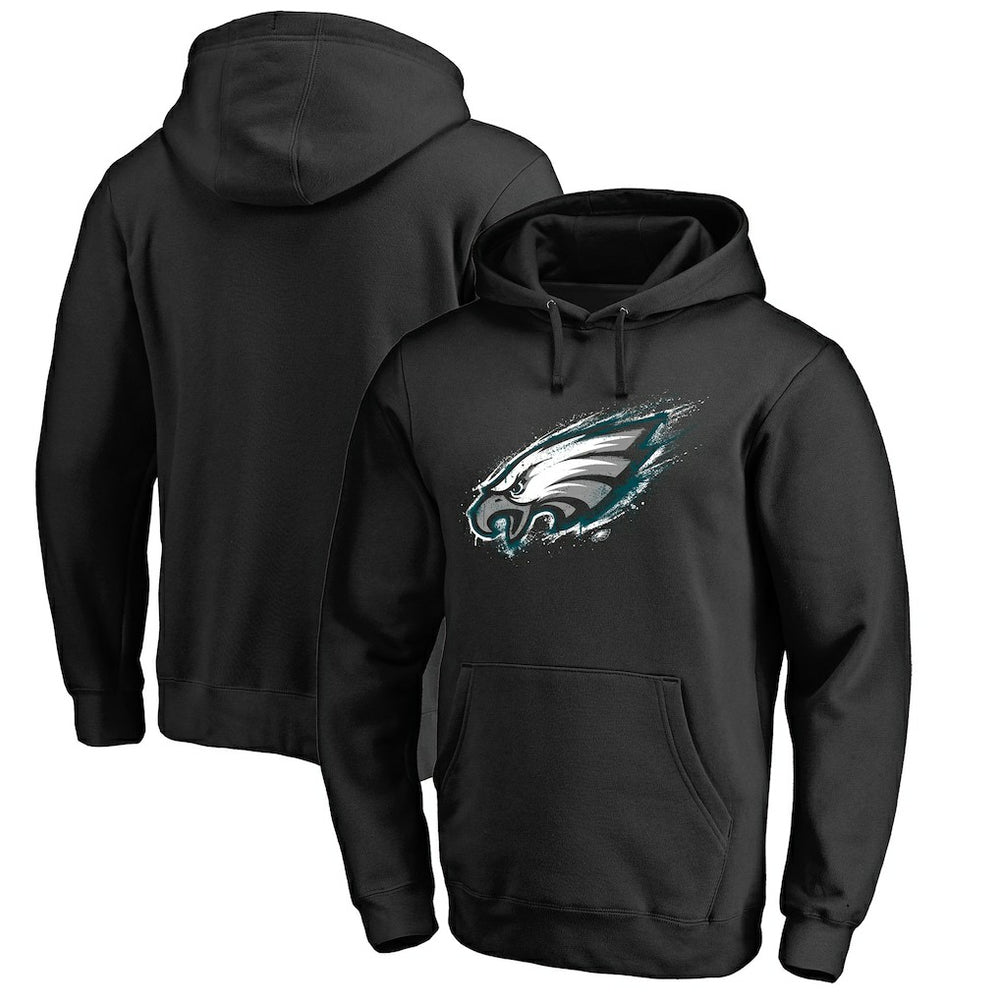 Philadelphia Eagles Splatter Logo Pullover Hoodie - Black Hoodies