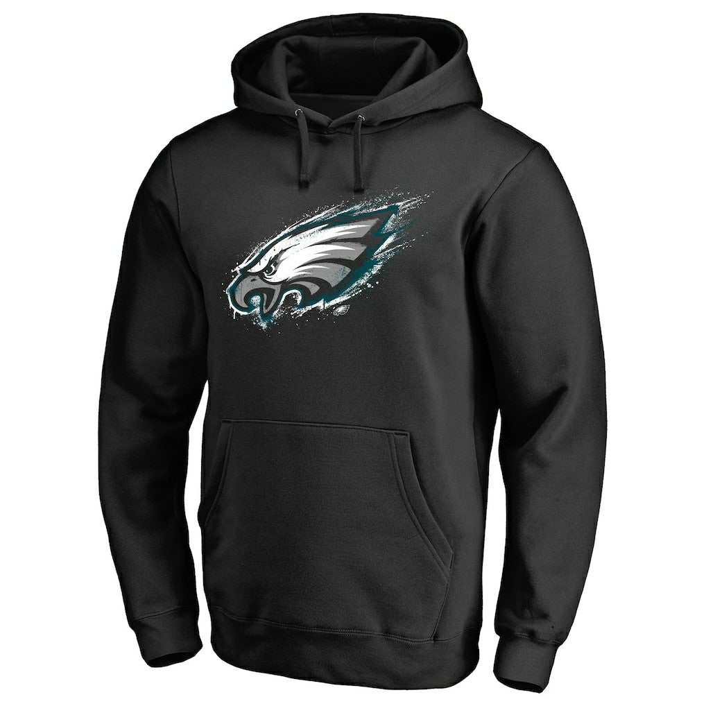Philadelphia Eagles Splatter Logo Pullover Hoodie - Black Hoodies