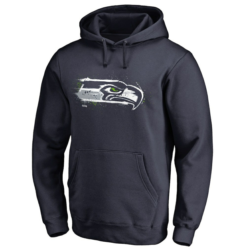 Seattle Seahawks Splatter Logo Pullover Hoodie - College Navy Hoodies