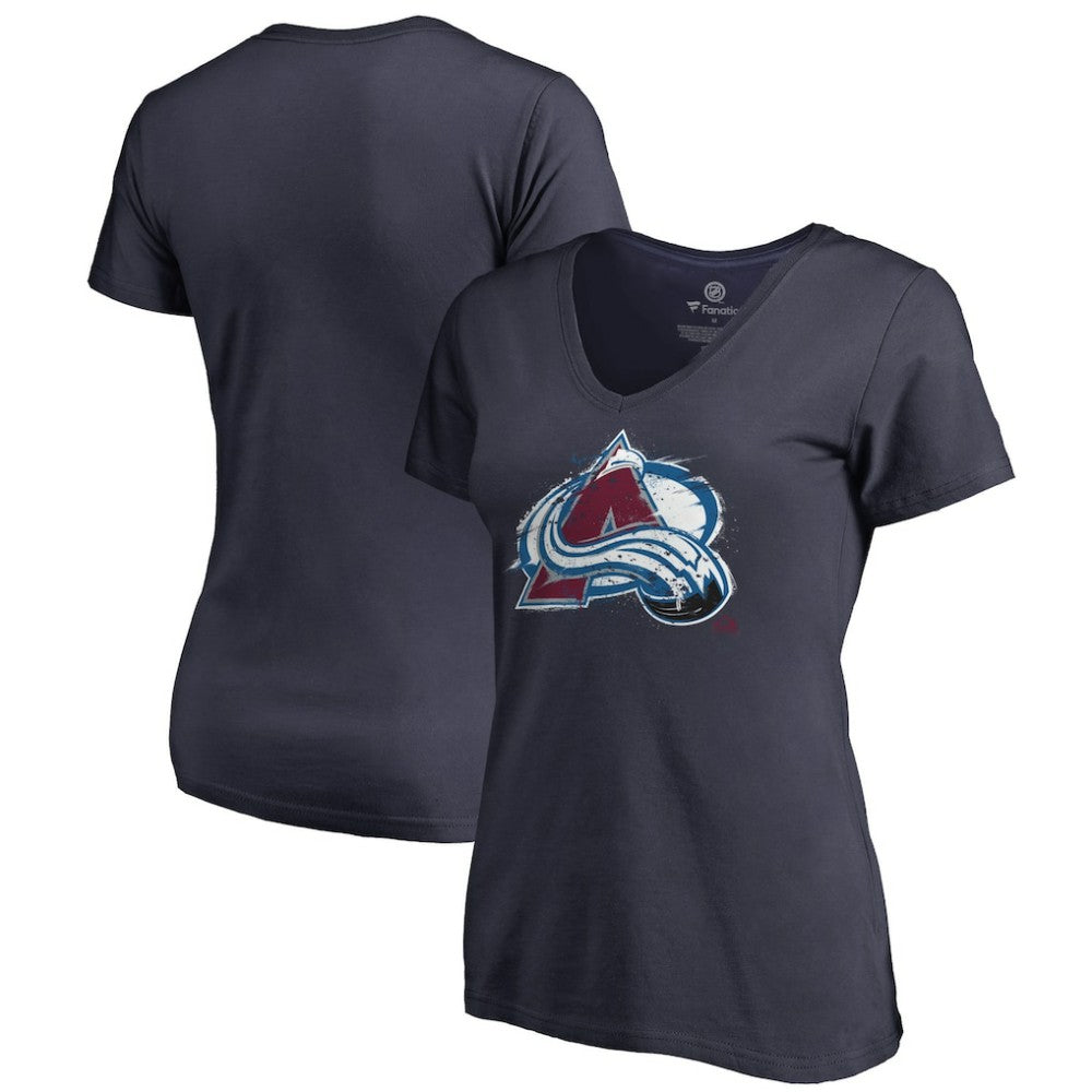 Colorado Avalanche Women's Splatter Logo V-Neck T-Shirt - Navy | US 2902305