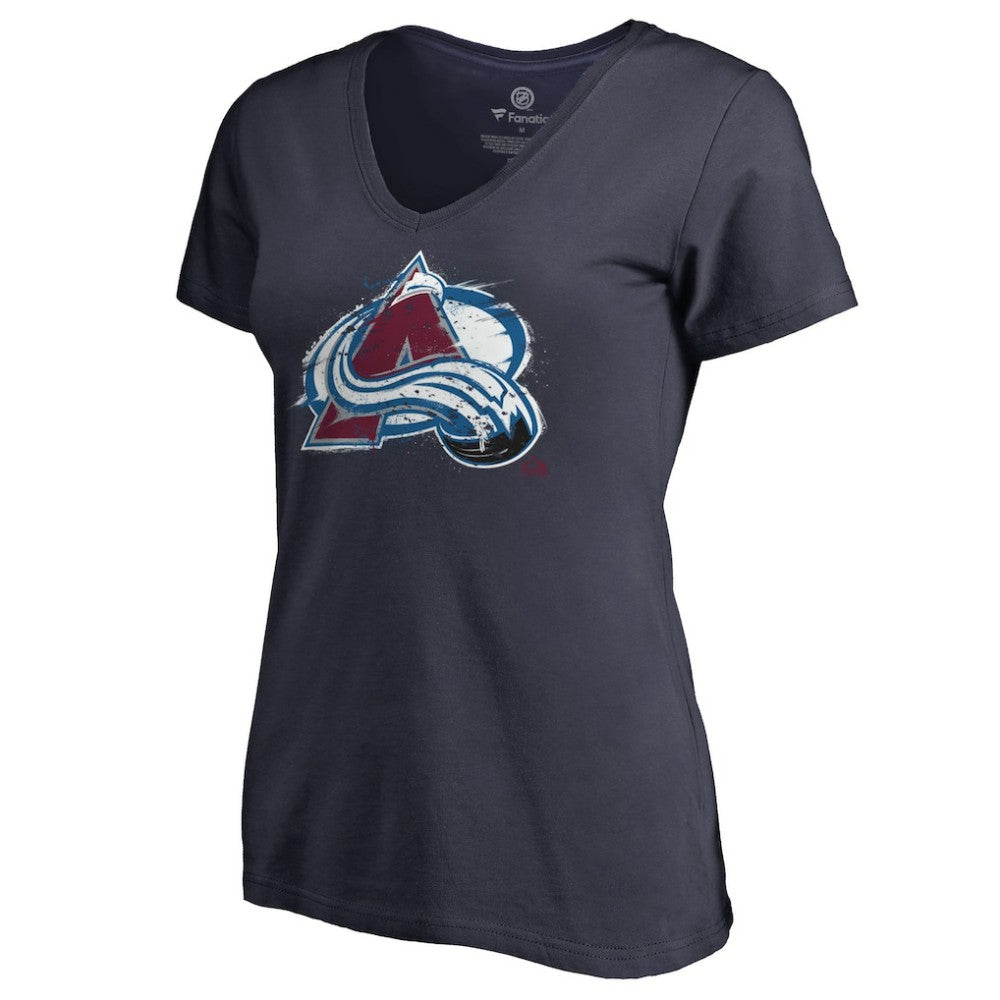 Colorado Avalanche Women's Splatter Logo V-Neck T-Shirt - Navy | US 2902305