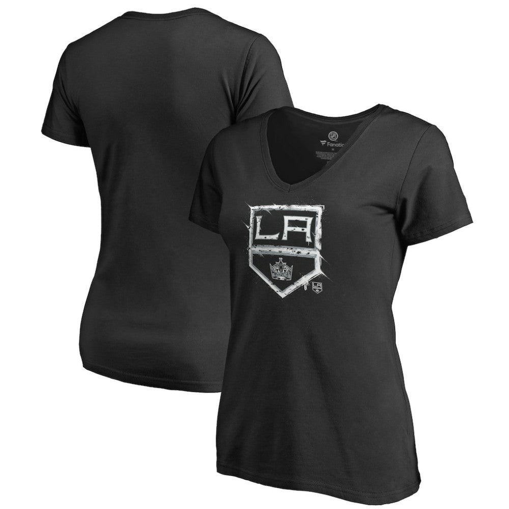 Los Angeles Kings Women's Splatter Logo V-Neck T-Shirt - Black | US 2902311