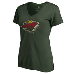 Minnesota Wild Women's Splatter Logo V-Neck T-Shirt - Green | US 2902312