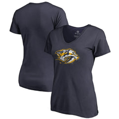 Nashville Predators Women's Splatter Logo V-Neck T-Shirt - Navy | US 2902314