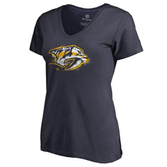 Nashville Predators Women's Splatter Logo V-Neck T-Shirt - Navy | US 2902314