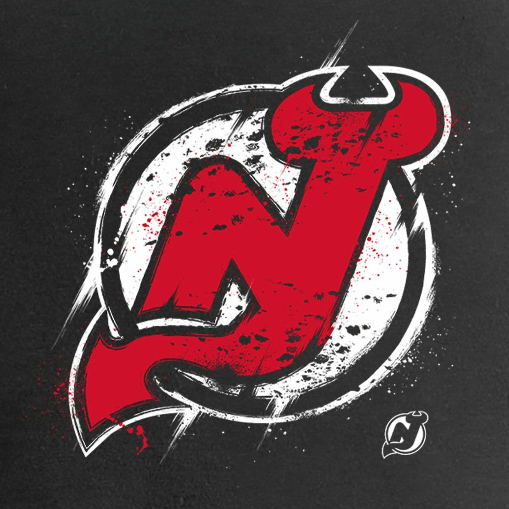 New Jersey Devils Women's Splatter Logo V-Neck T-Shirt - Black | US 2902315