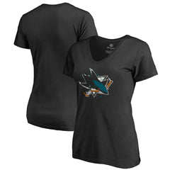 San Jose Sharks Women's Splatter Logo V-Neck T-Shirt - Black | US 2902321