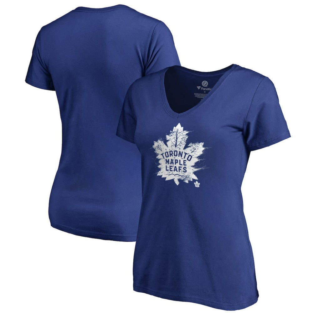 Toronto Maple Leafs Women's Splatter Logo V-Neck T-Shirt - Royal | US 2902324