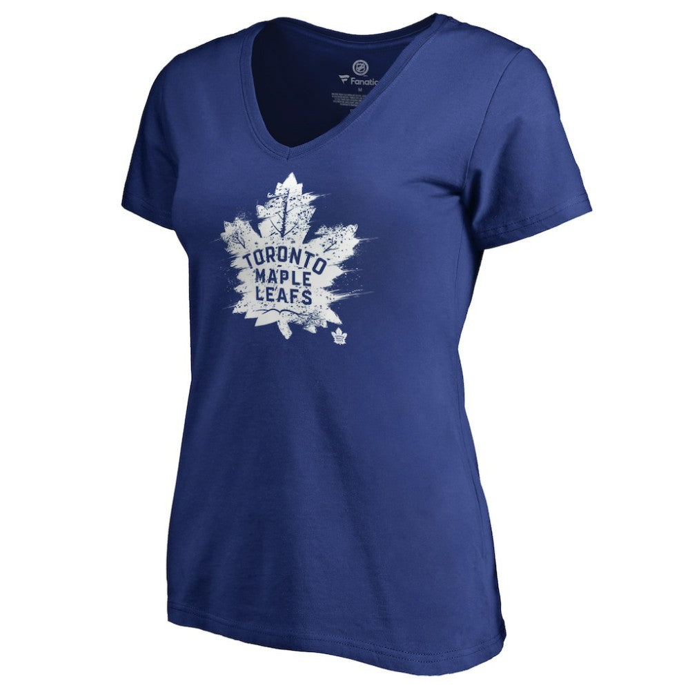 Toronto Maple Leafs Women's Splatter Logo V-Neck T-Shirt - Royal | US 2902324