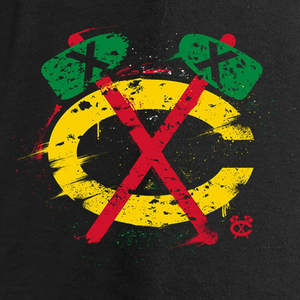 Chicago Blackhawks Women's Splatter Logo V-Neck Long Sleeve T-Shirt - Black | US 2902335