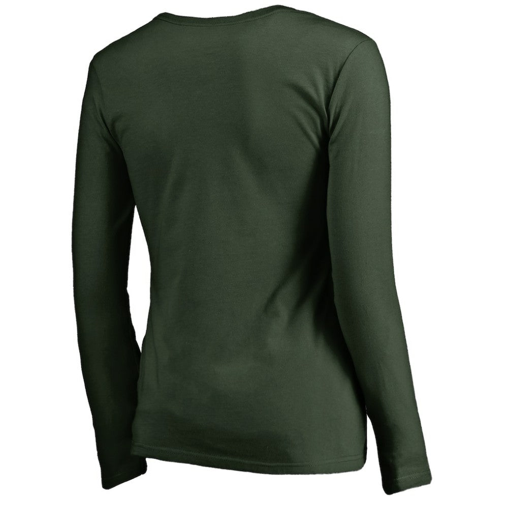 Minnesota Wild Women's Splatter Logo V-Neck Long Sleeve T-Shirt - Green | US 2902343