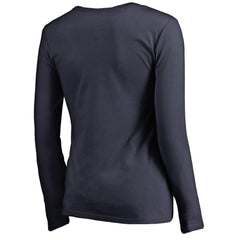 Nashville Predators Women's Splatter Logo V-Neck Long Sleeve T-Shirt - Navy | US 2902345