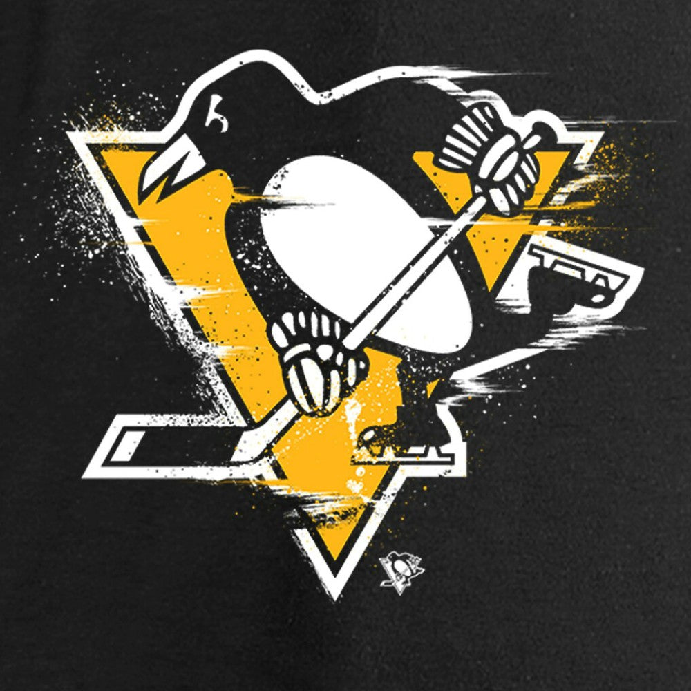 Pittsburgh Penguins Women's Splatter Logo V-Neck Long Sleeve T-Shirt - Black | US 2902351