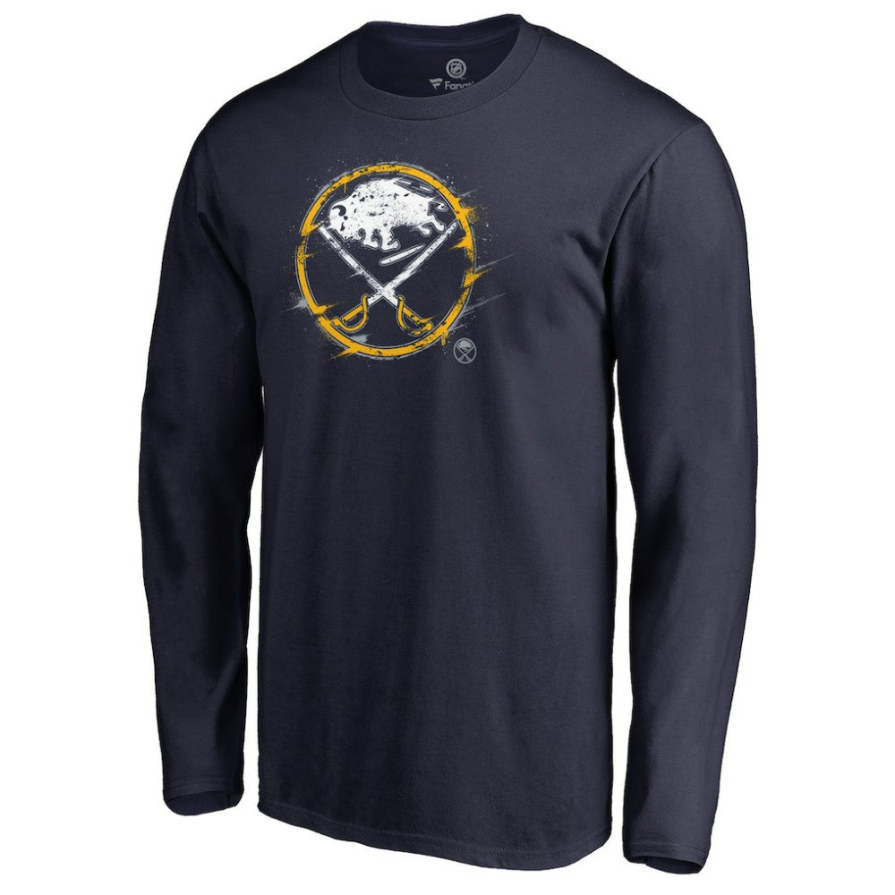 Buffalo Sabres Splatter Logo Long Sleeve T-Shirt - Navy | US 2902398
