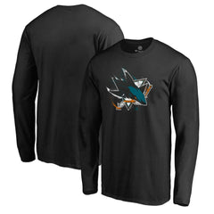 San Jose Sharks Splatter Logo Long Sleeve T-Shirt - Black | US 2902418