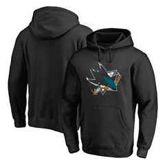 San Jose Sharks Splatter Logo Pullover Hoodie - Black | US 2902450