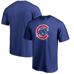 Chicago Cubs Splatter Logo T-Shirt - Royal T-shirts