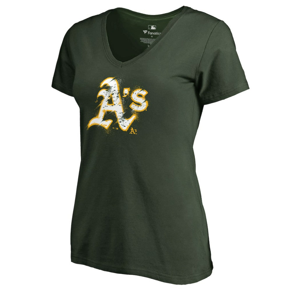 Athletics Women's Splatter Logo V-Neck T-Shirt - Green T-shirts