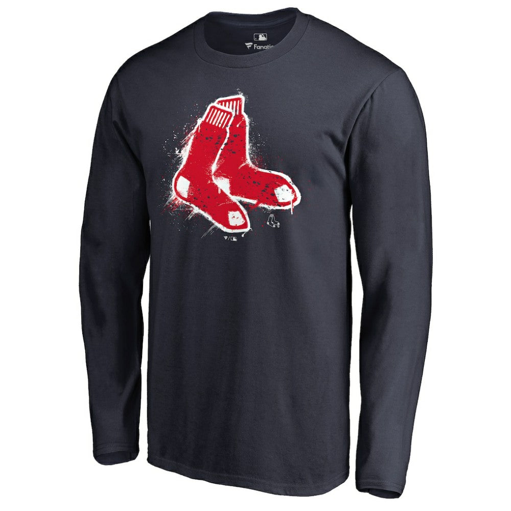 Boston Red Sox Splatter Logo Long Sleeve T-Shirt - Navy T-shirts
