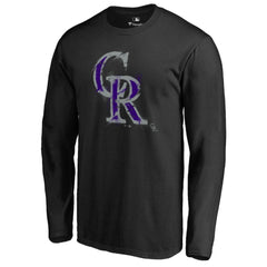 Colorado Rockies Splatter Logo Long Sleeve T-Shirt - Black T-shirts