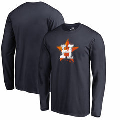 Houston Astros Splatter Logo Long Sleeve T-Shirt - Navy T-shirts