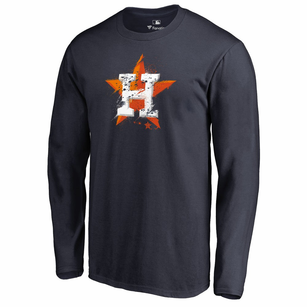 Houston Astros Splatter Logo Long Sleeve T-Shirt - Navy T-shirts