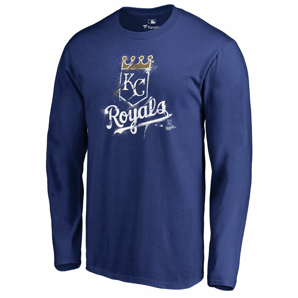 Kansas City Royals Splatter Logo Long Sleeve T-Shirt - Royal T-shirts