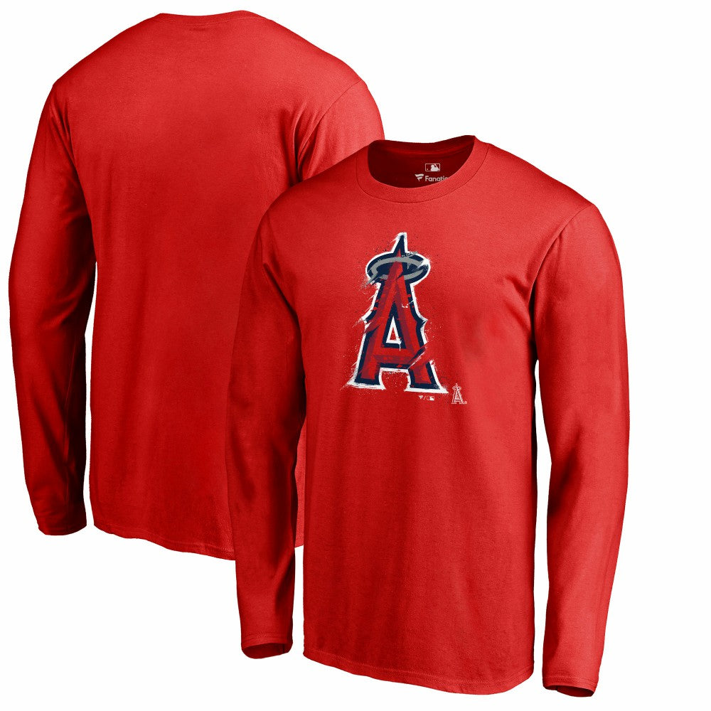 Los Angeles Angels Splatter Logo Long Sleeve T-Shirt - Red T-shirts