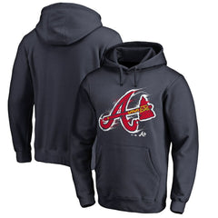 Atlanta Braves Splatter Logo Pullover Hoodie - Navy Hoodies