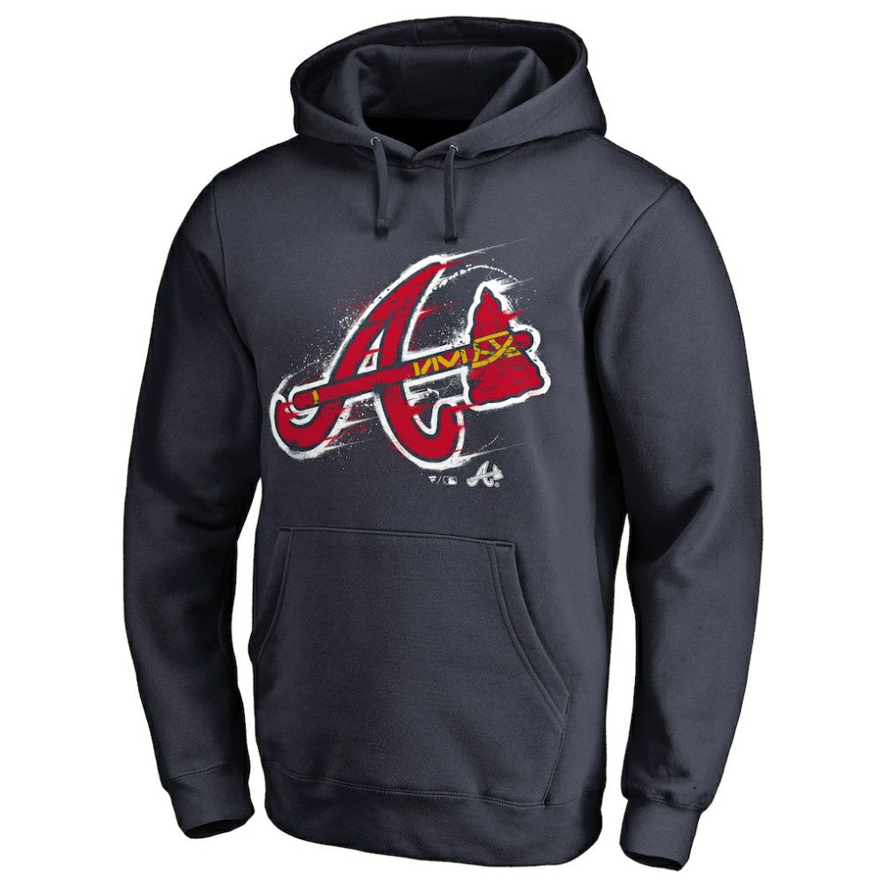 Atlanta Braves Splatter Logo Pullover Hoodie - Navy Hoodies