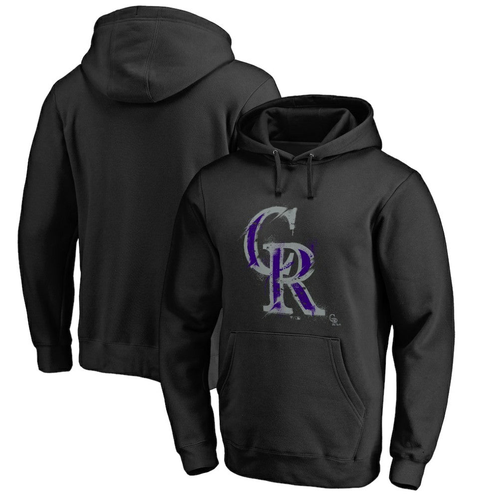 Colorado Rockies Splatter Logo Pullover Hoodie - Black Hoodies