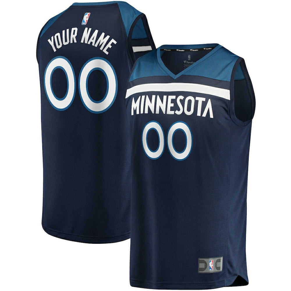 Minnesota Timberwolves Fast Break Custom Replica Jersey Navy Icon Edition - Fanatics
