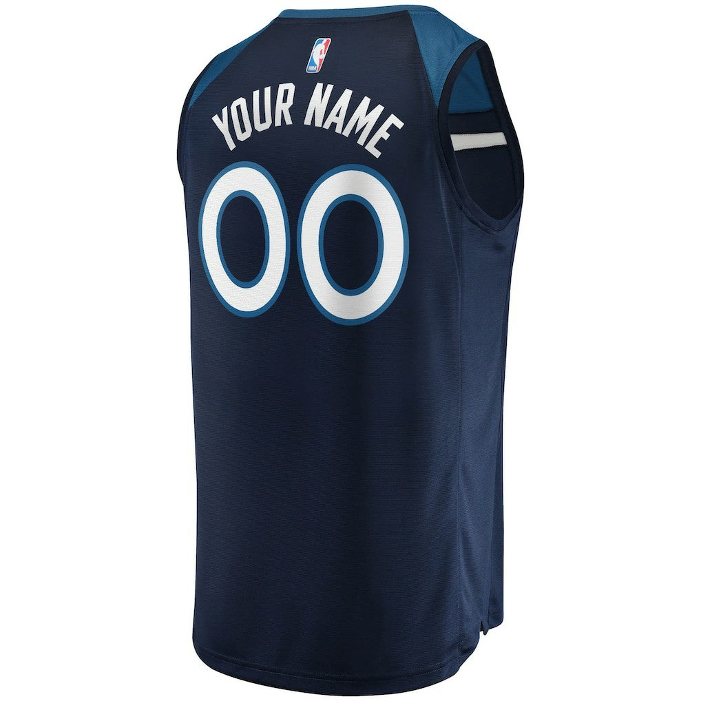 Minnesota Timberwolves Fast Break Custom Replica Jersey Navy Icon Edition - Fanatics