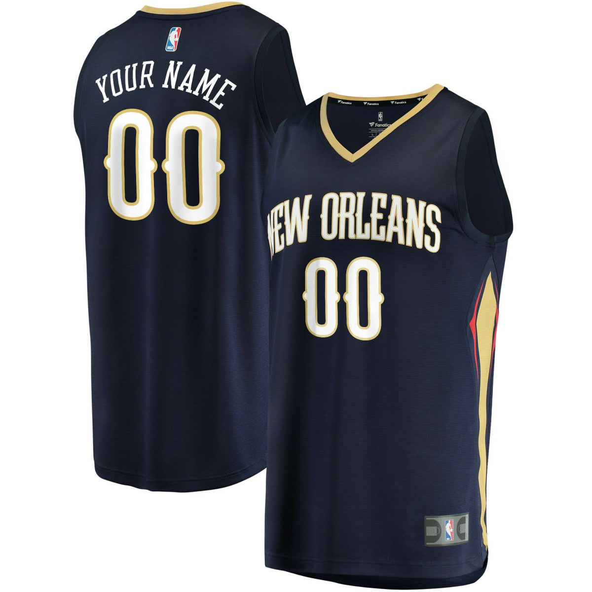 New Orleans Pelicans Fast Break Custom Replica Jersey Navy Icon Edition - Fanatics