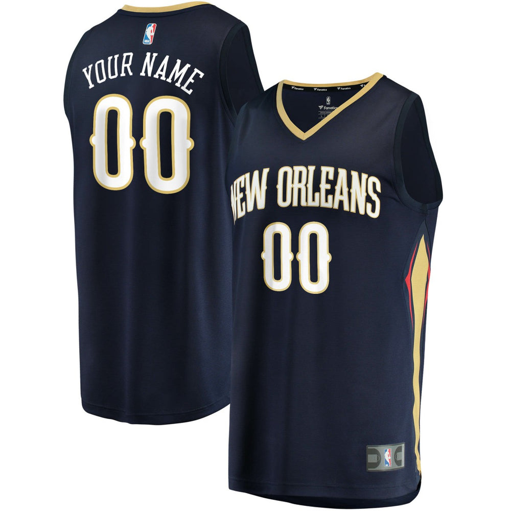 New Orleans Pelicans Fast Break Custom Replica Jersey Navy Icon Edition - Fanatics