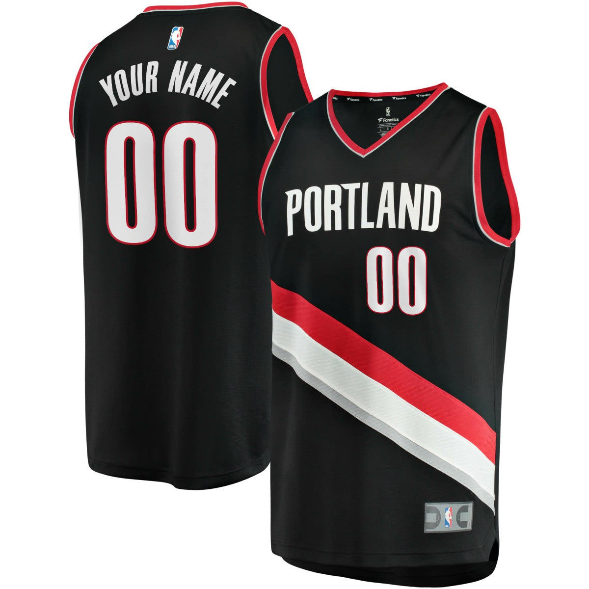 Portland Trail Blazers Fast Break Custom Replica Jersey Black Icon Edition - Fanatics