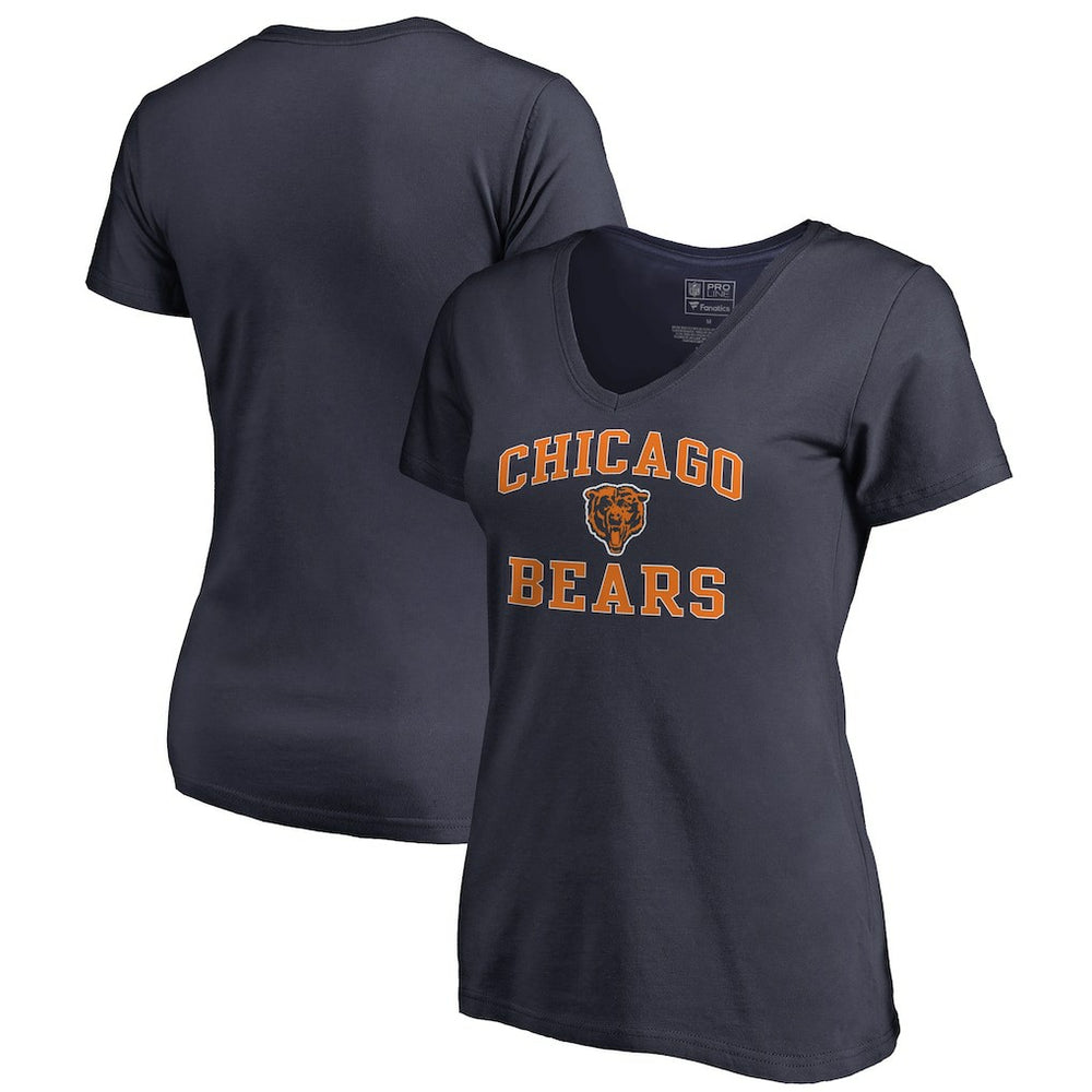 Chicago Bears Women's Vintage Collection Victory Arch V-Neck T-Shirt - Navy T-shirts